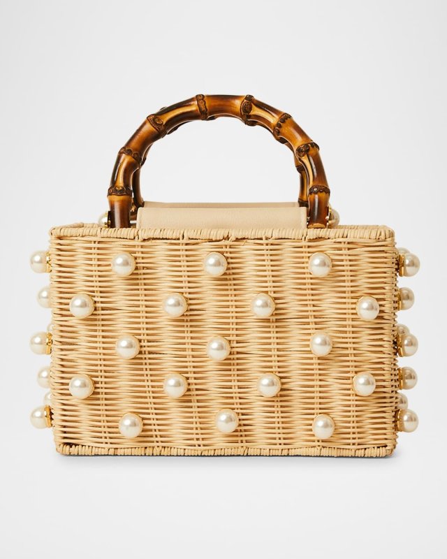 Chloe Pearly Rattan Box Top-Handle Bag